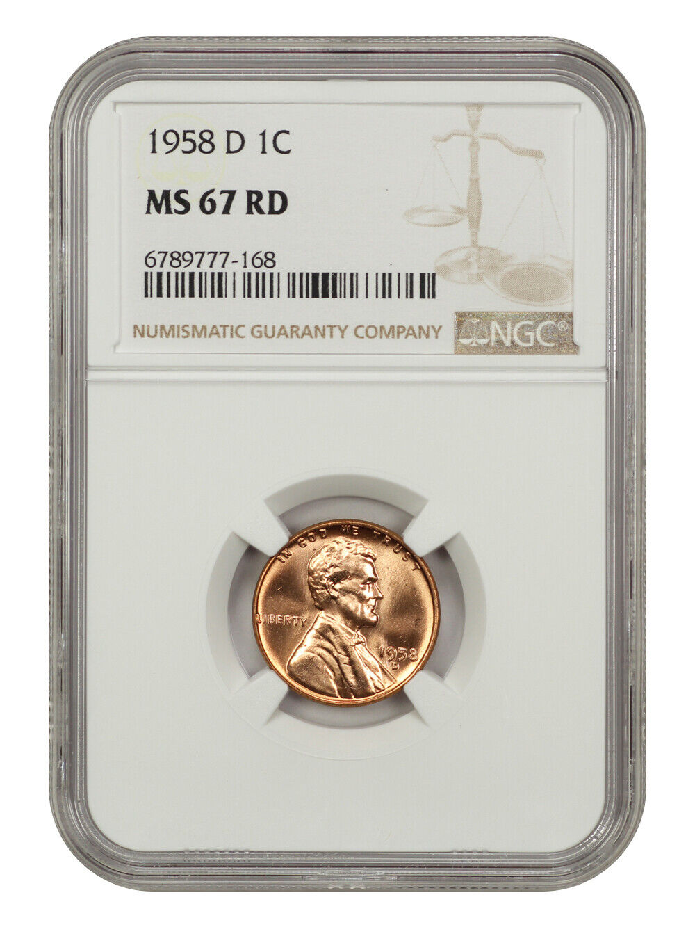 1958-D 1C NGC MS67RD