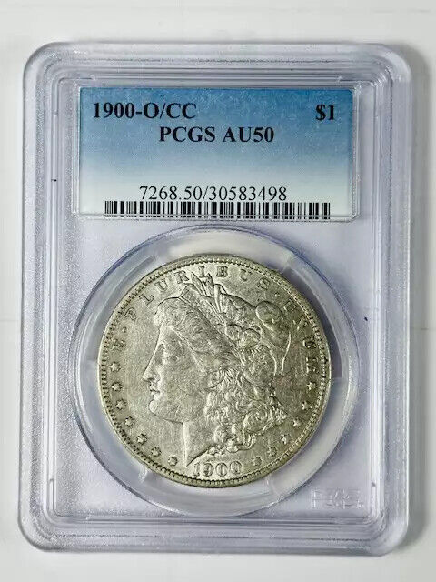 1900 O/CC Morgan Silver Dollar PCGS AU-50 Overmintmark