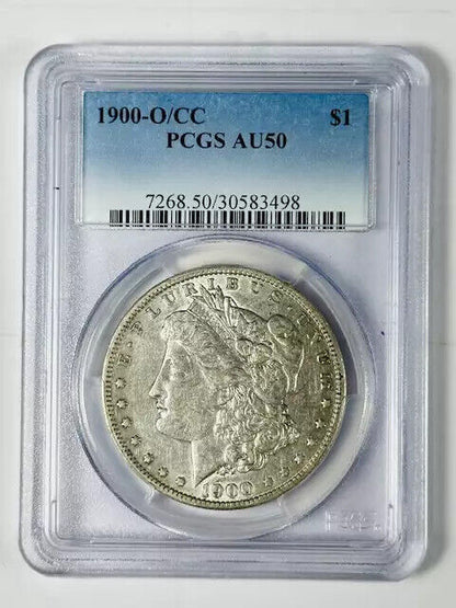 1900 O/CC Morgan Silver Dollar PCGS AU-50 Overmintmark