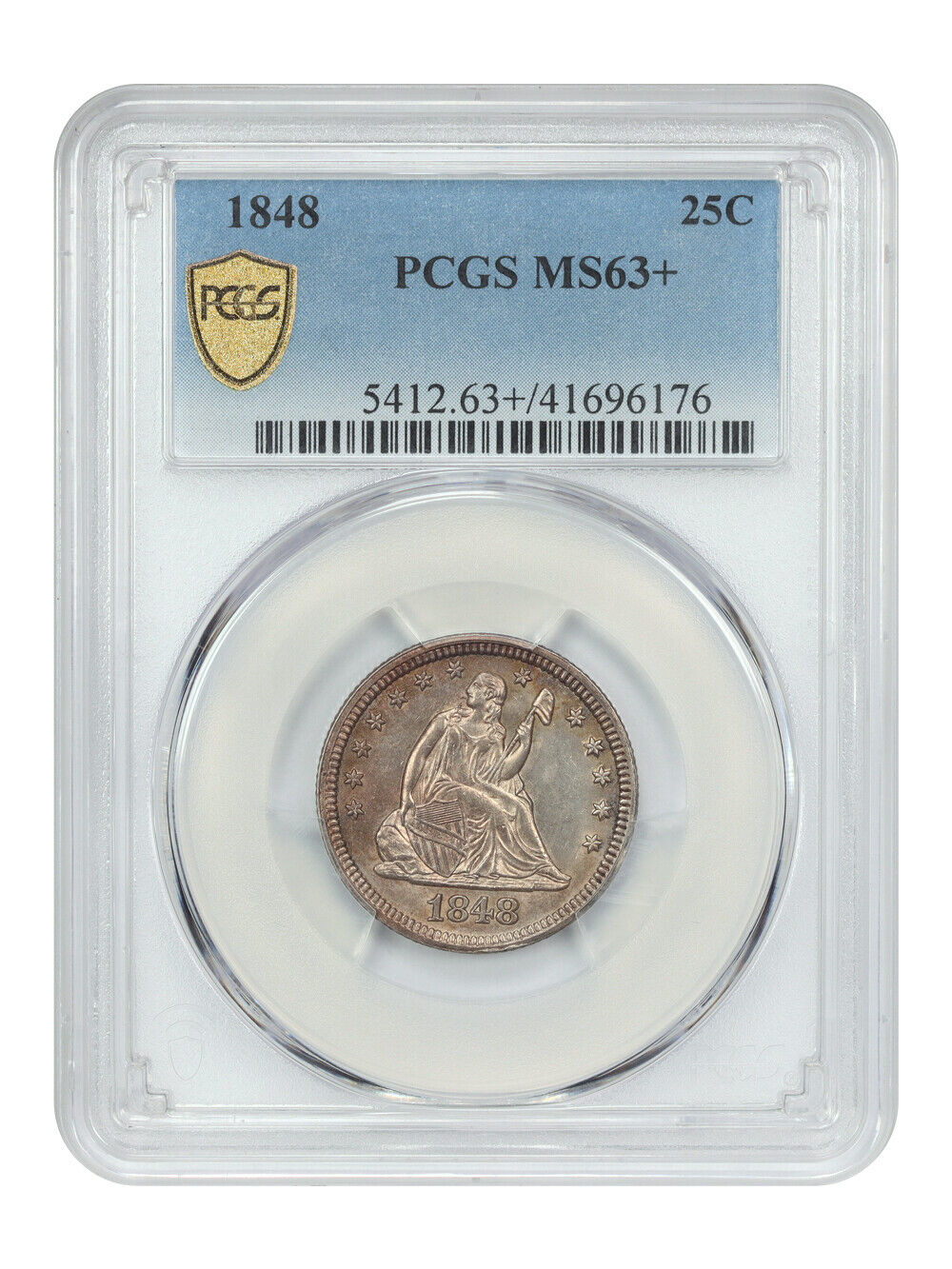 1848 25C PCGS MS63+