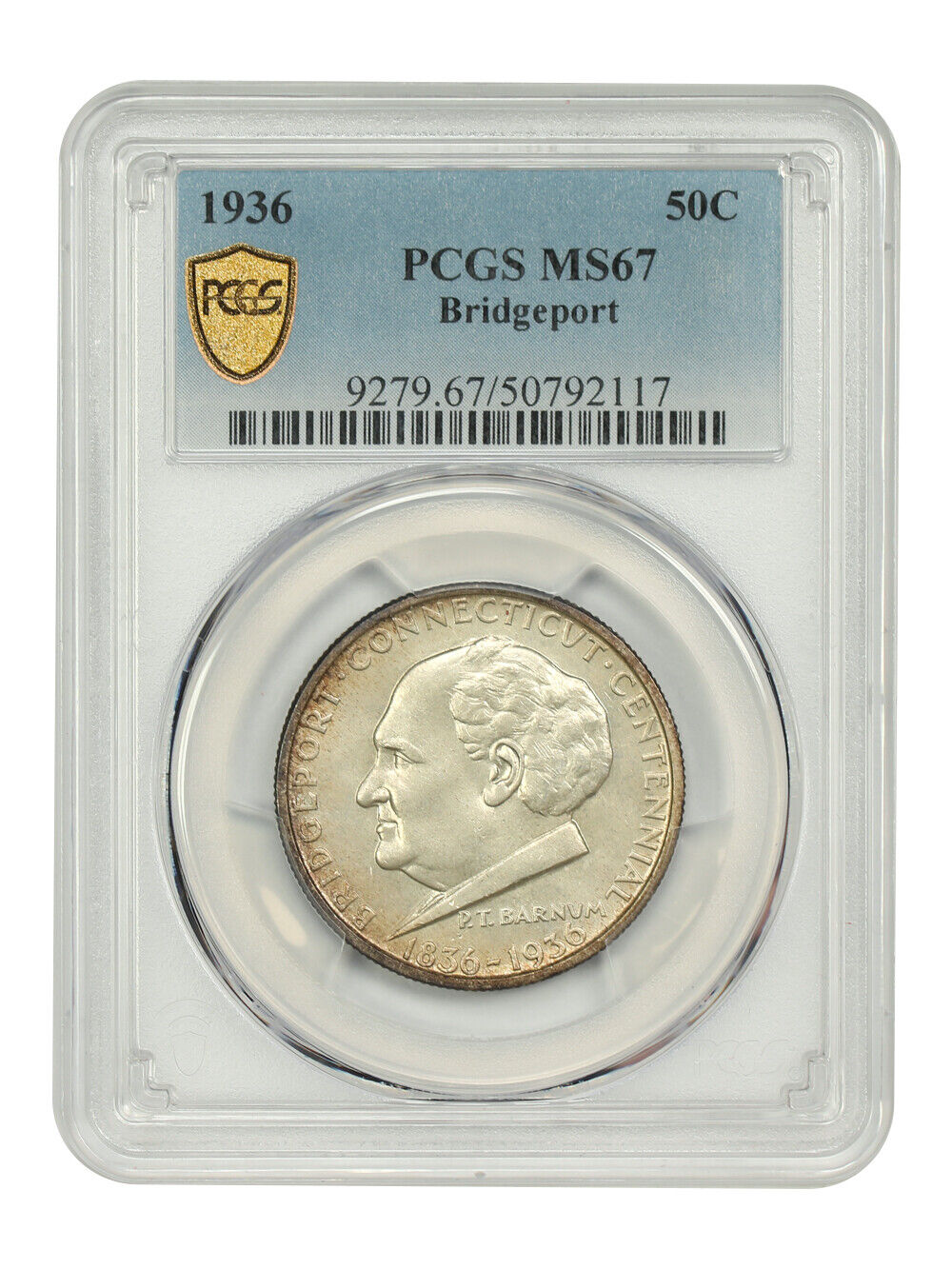 1936 50C Bridgeport PCGS MS67 - Classic Silver Commemorative