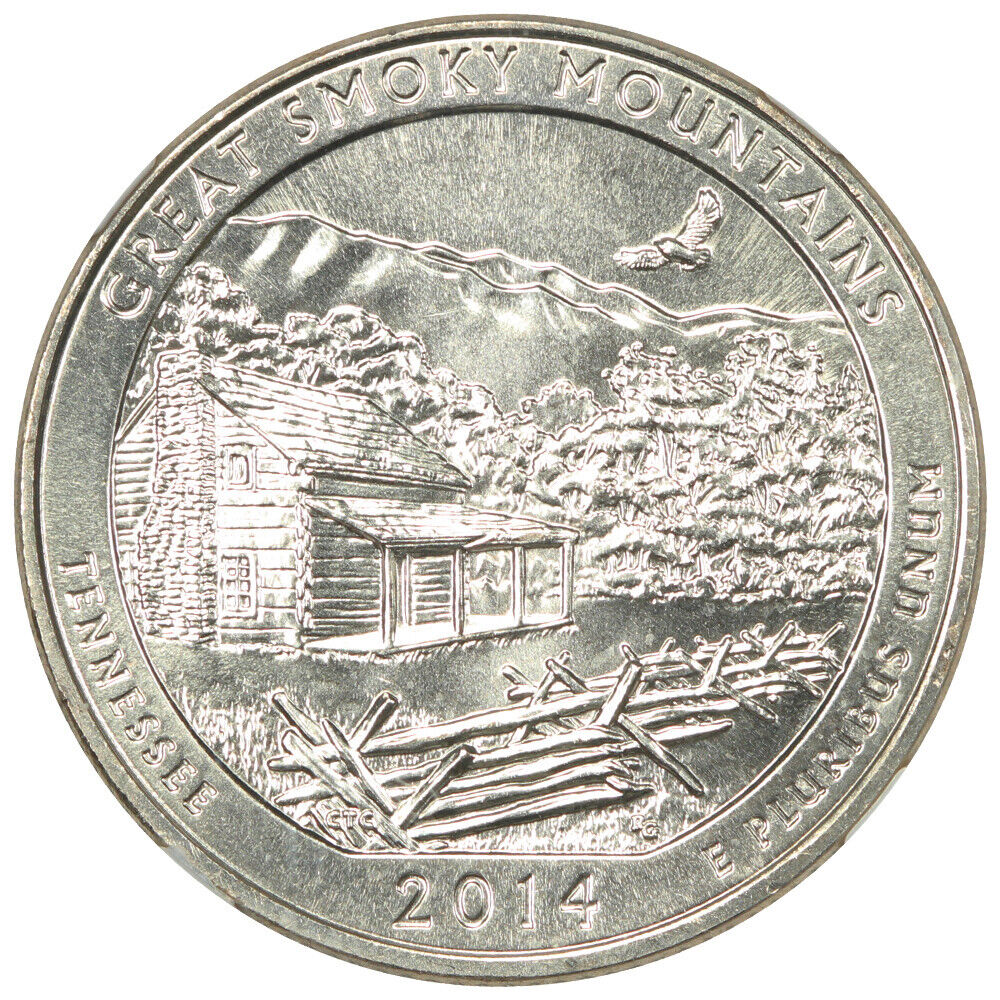 2014-S 25C Great Smoky Mtns NP NGC MS68 - Type 1 - Clad