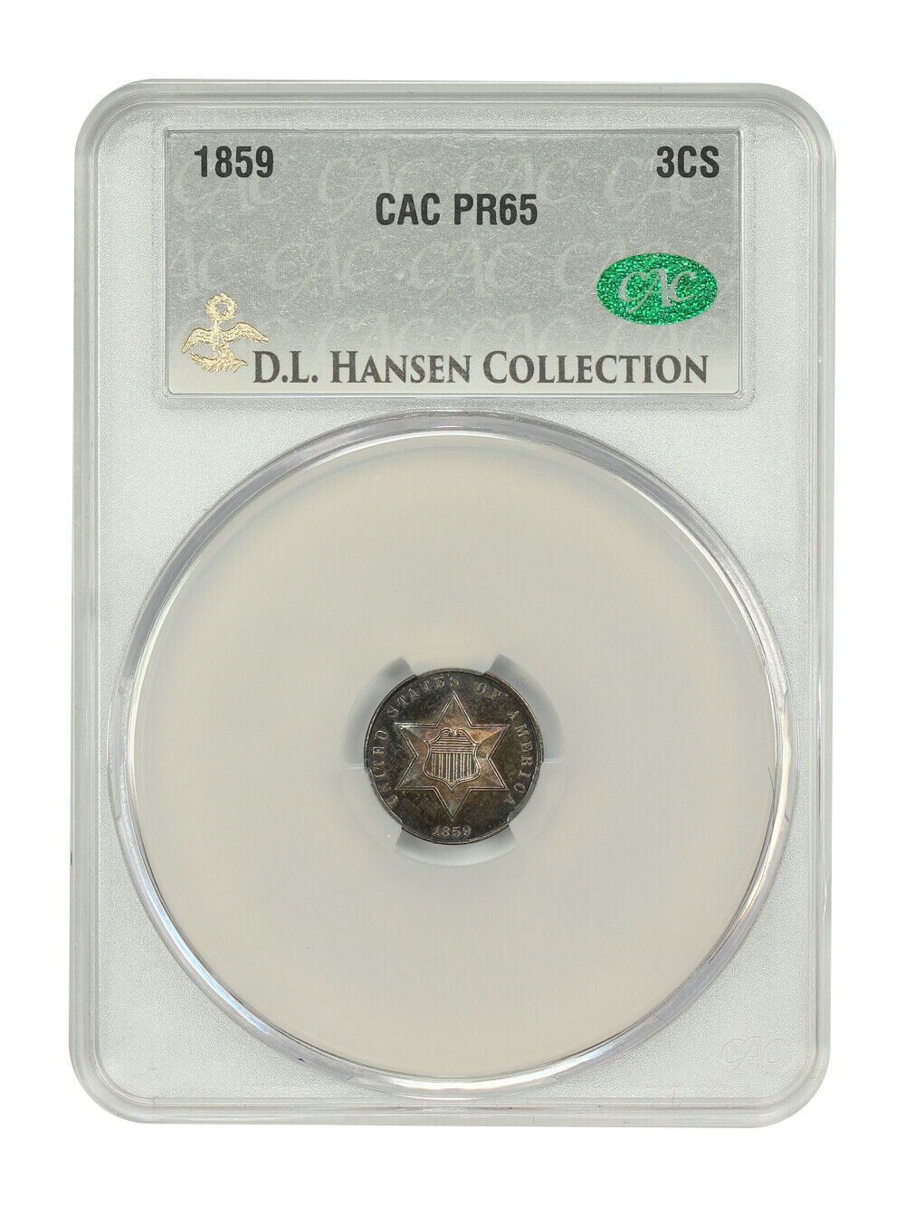 1859 3CS CACG PR65 ex: D.L. Hansen - Three Cent Silver