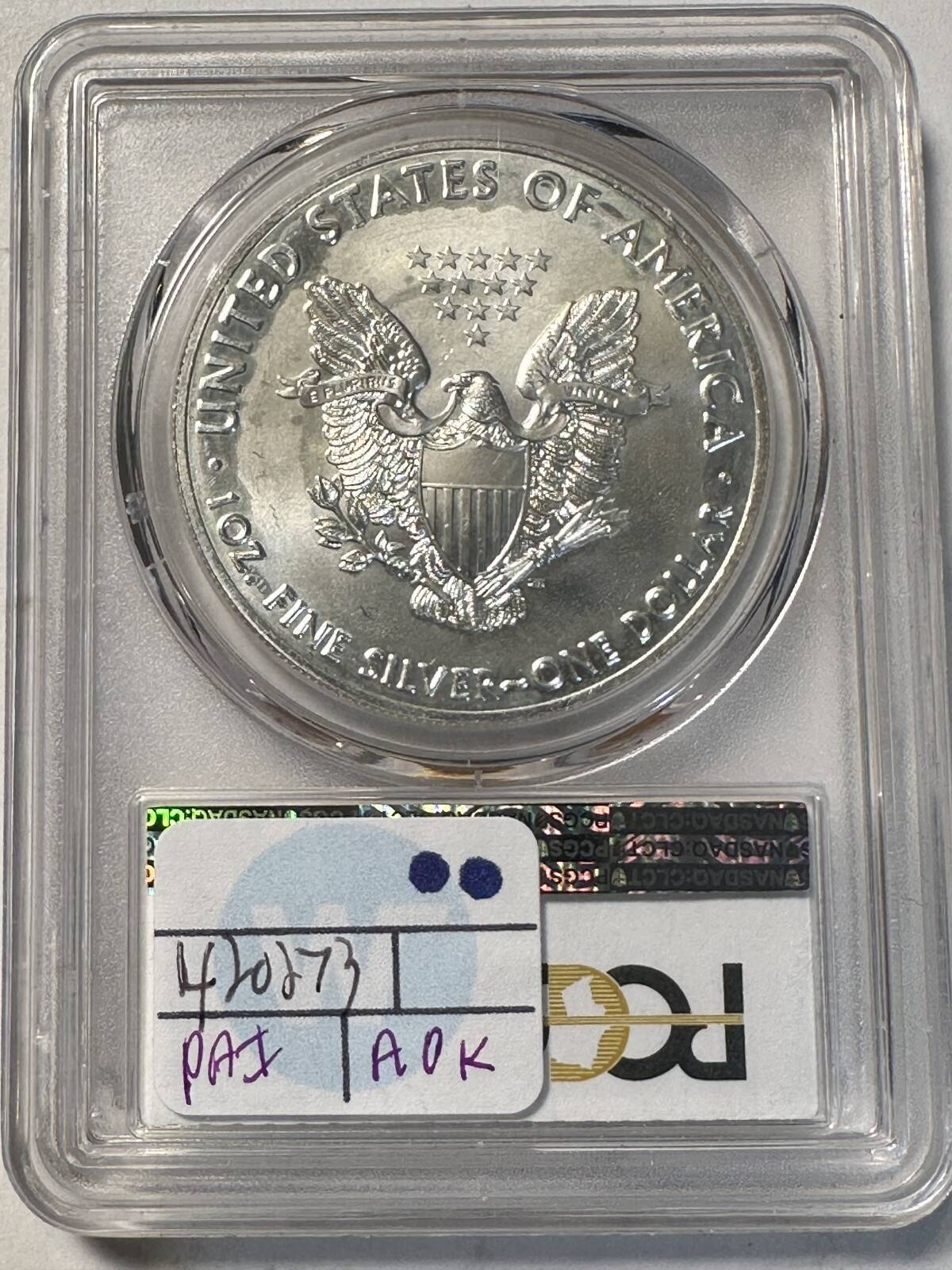 2018 P Silver Eagles PCGS MS-66 Struck-Thru Obverse