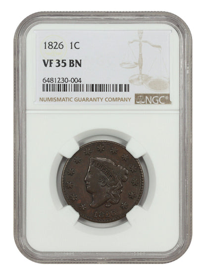 1826 1C NGC VF35 - Coronet Head Cent