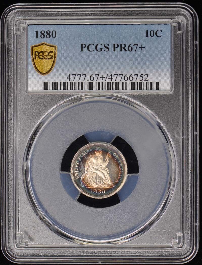 1880 10C Liberty Seated Dime PCGS PR67+