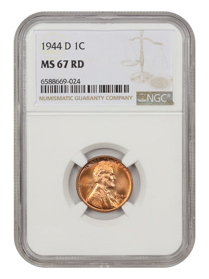 1944-D 1c NGC MS67 RD