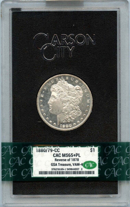 1880/79-cc Reverse 78 $1 Morgan Dollar GSA Hoard CACG MS65+PL CAC VAM-4