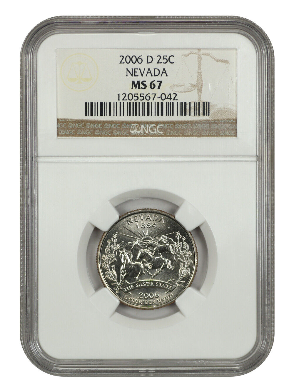 2006-D 25C Nevada NGC MS67 - Washington 50 States Quarters