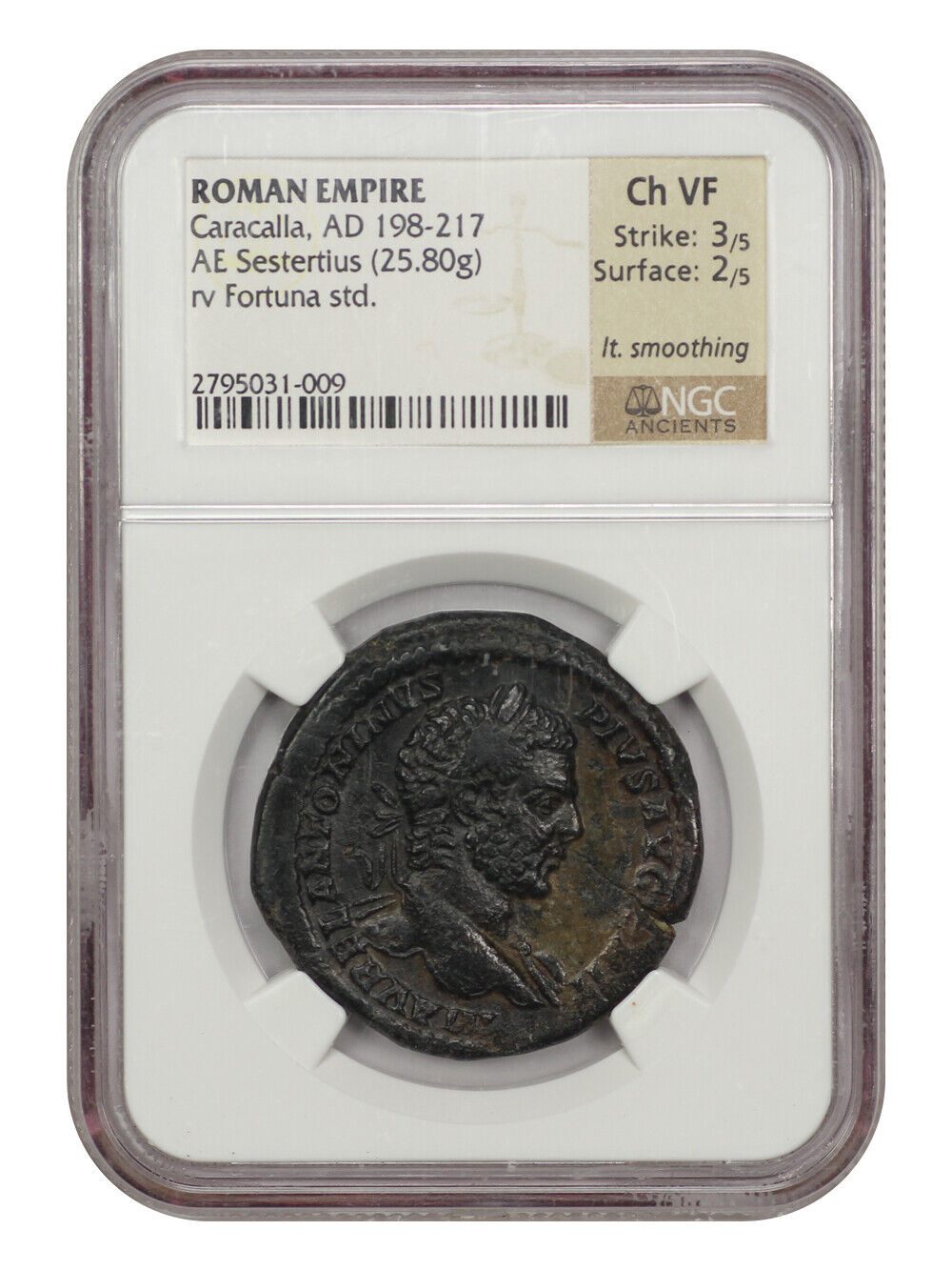 Ancient Roman: Caracalla (AD 198-217) AE Sestertius NGC Choice VF