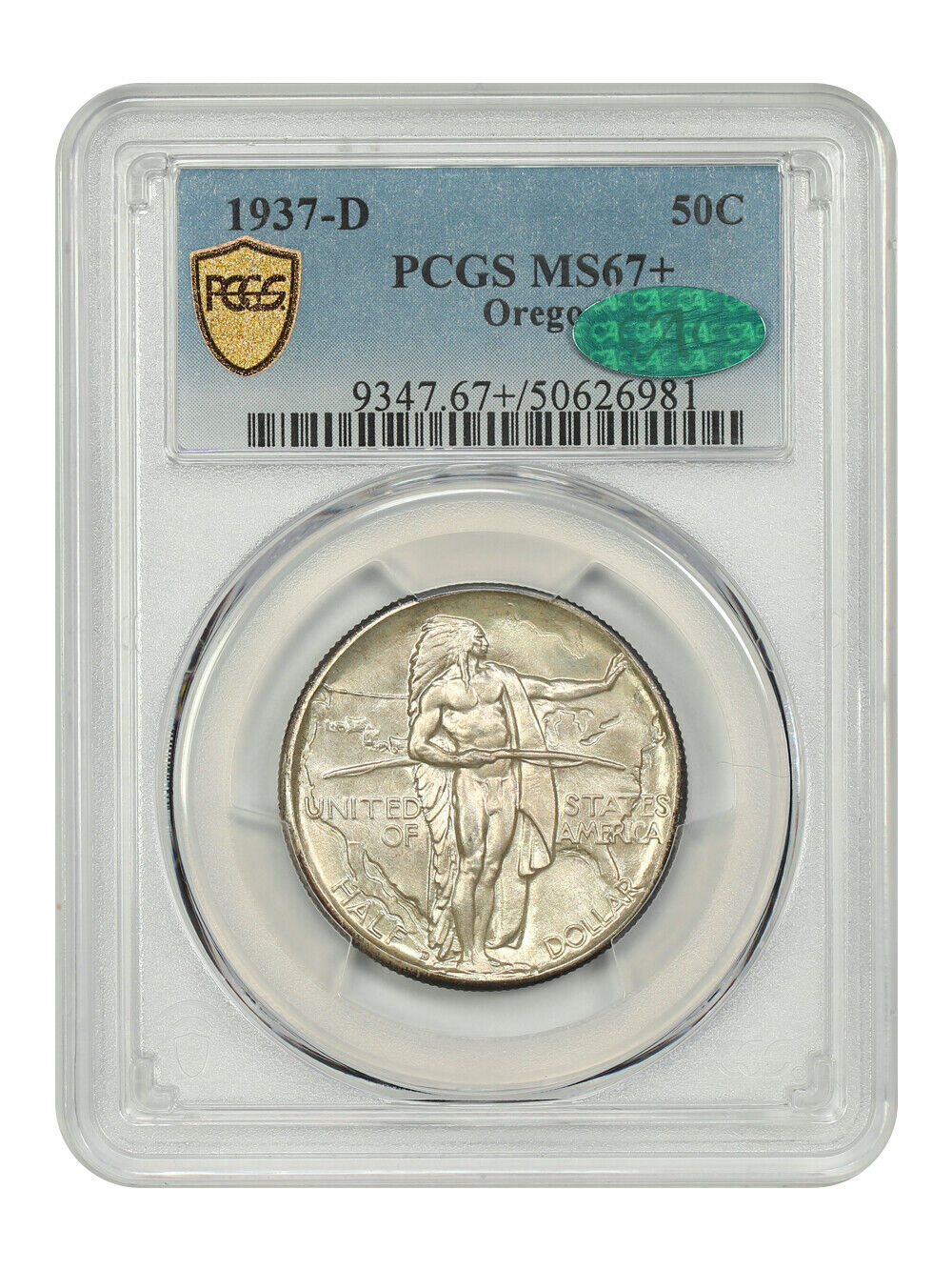 1937-D 50C Oregon PCGS/CAC MS67+ - Classic Silver Commemorative