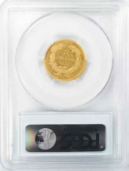 1857 THREE DOLLAR GOLD PIECE $3 INDIAN PRINCESS PCGS & CAC CERT G 04 GOOD (833)