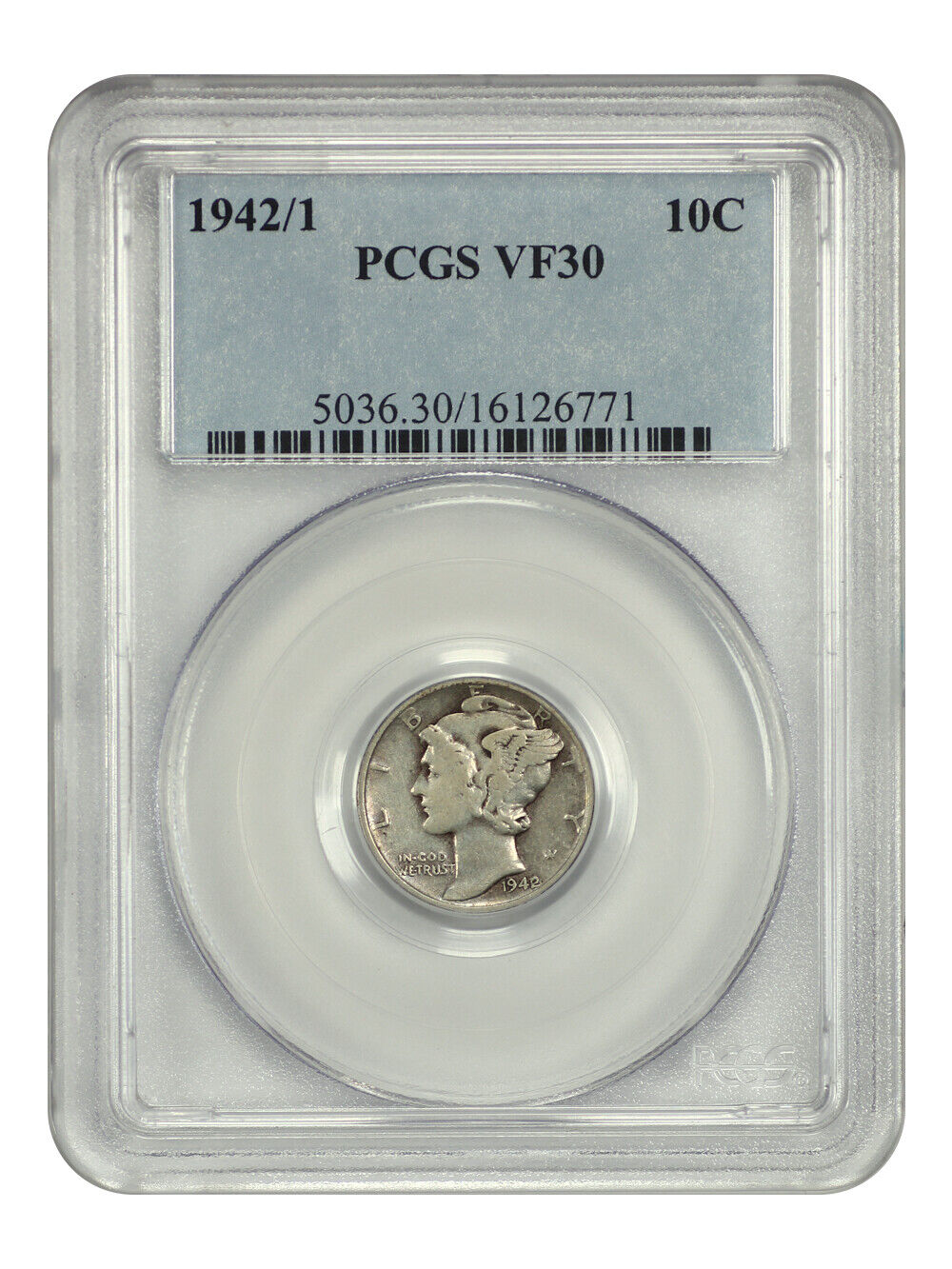 1942/1 10C PCGS VF30 - Mercury Dime - Scarce Overdate Variety