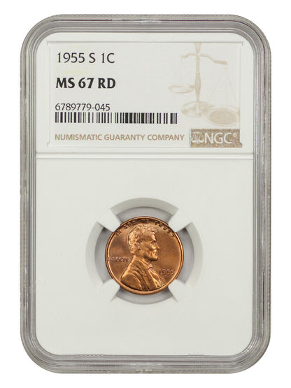 1955-S 1C NGC MS67RD