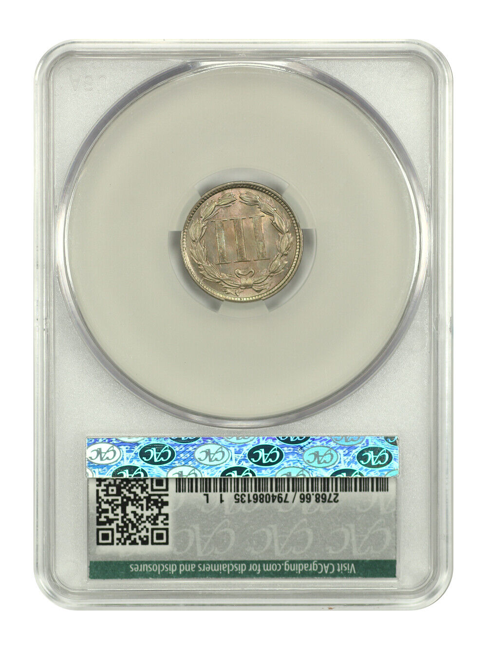 1866 3CN CACG MS66 ex: D.L. Hansen - Three Cent Nickel