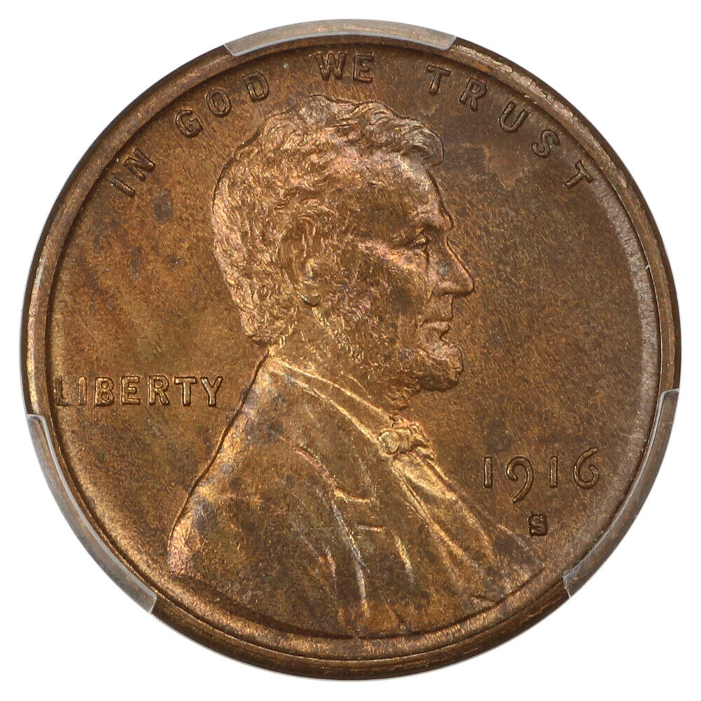 1916-S 1C PCGS MS64BN - Lincoln Cent (Wheat Reverse)