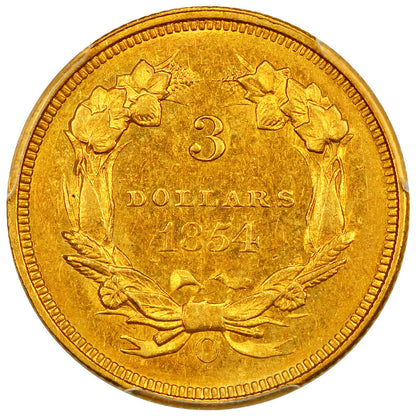 1854-O $3 PCGS MS61 ex: D.L. Hansen/Simpson