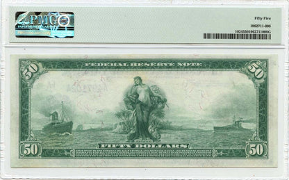 1914 $50 Federal Reserve Note BostonFr# 1024 PMG AU55