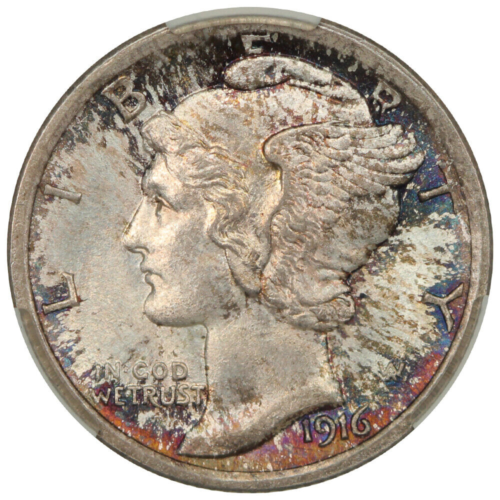 1916 10C Mercury CACG MS67+FB ex: D.L. Hansen - Mercury Dime