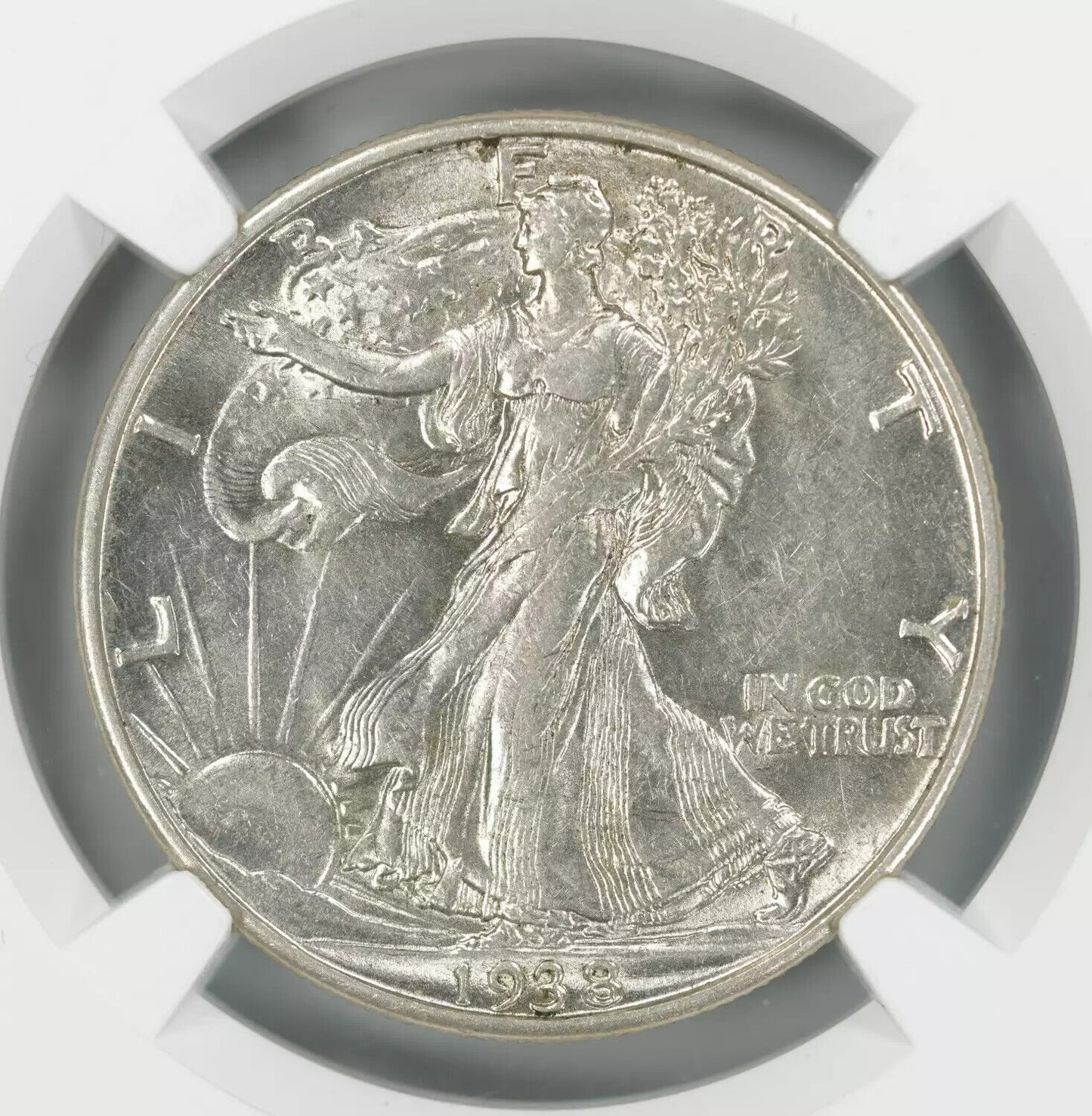 1938 D WALKING LIBERTY HALF DOLLAR 50C NGC CERTIFIED AU 58 ABOUT UNC (006)