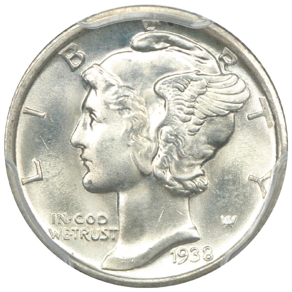 1938-D 10C PCGS MS67FB - Mercury Dime