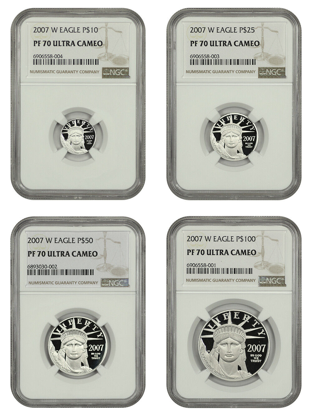 2007-W Platinum Statue of Liberty Set NGC PR70DCAM (4 Coins)