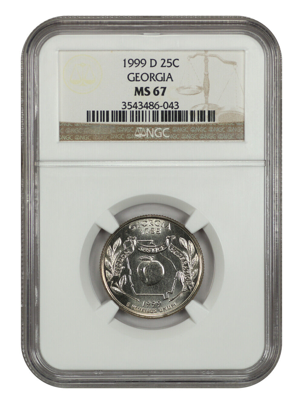 1999-D 25C Georgia NGC MS67 - Washington 50 States Quarters