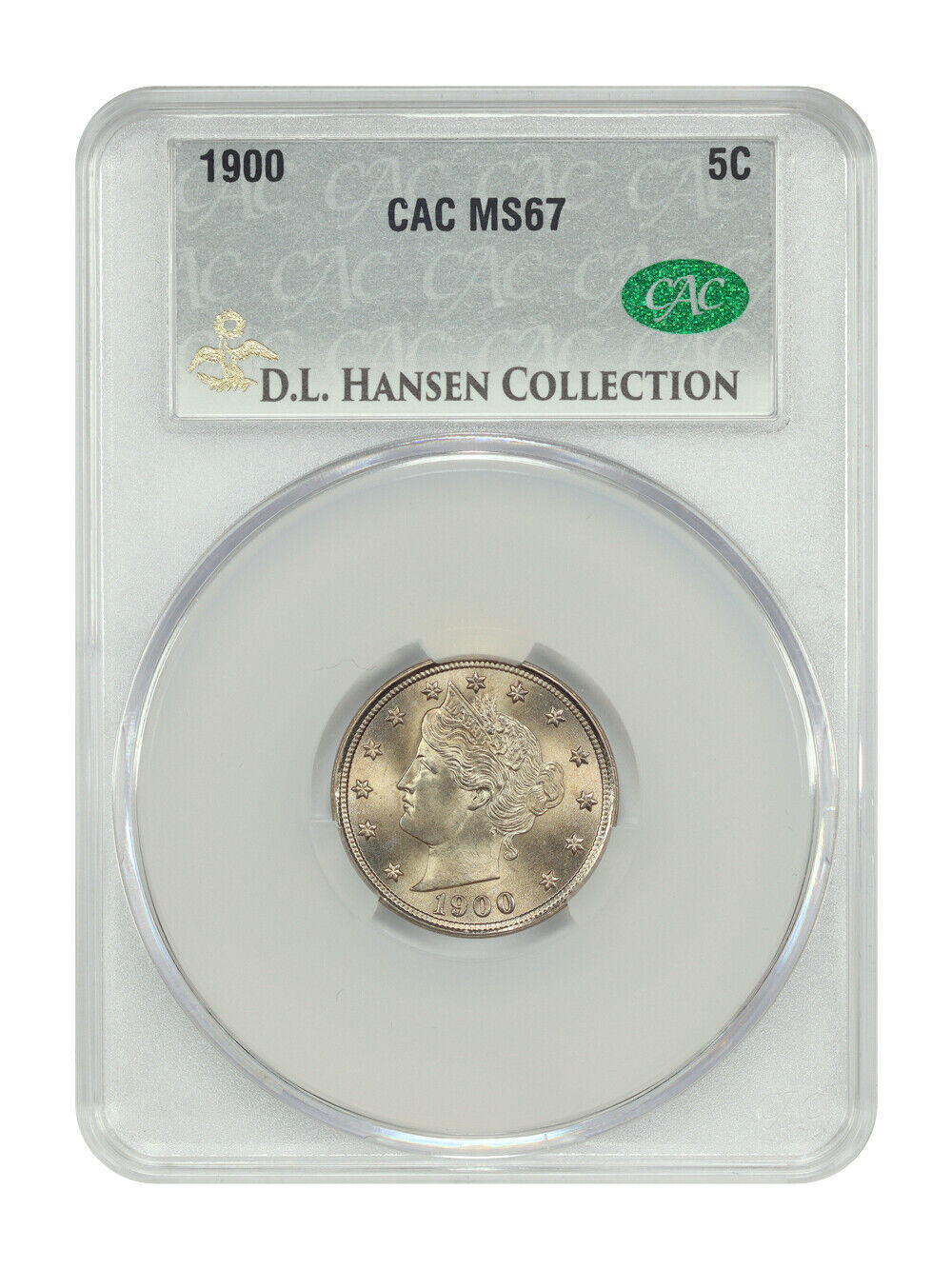 1900 5C CACG MS67 ex: D.L. Hansen - Liberty Nickel