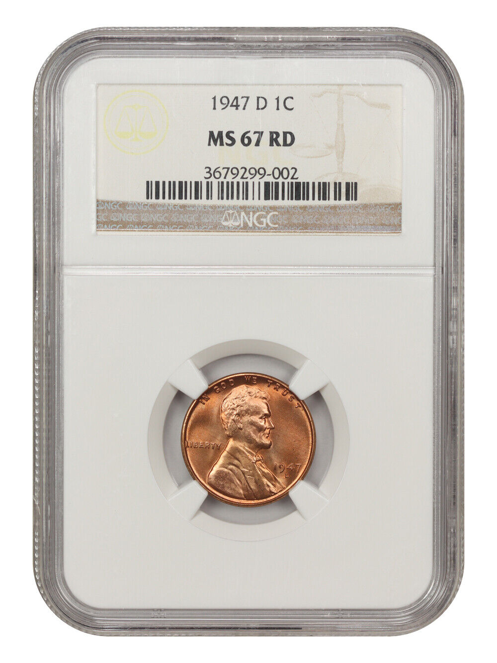 1947-D 1C NGC MS67RD