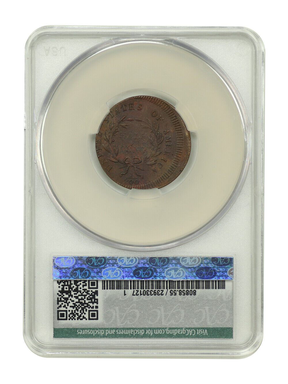 Mint Error: 1795 1/2C CACG AU55 (Pole, Pl Edge, Punc Date, C-4a, 5% Off Center)