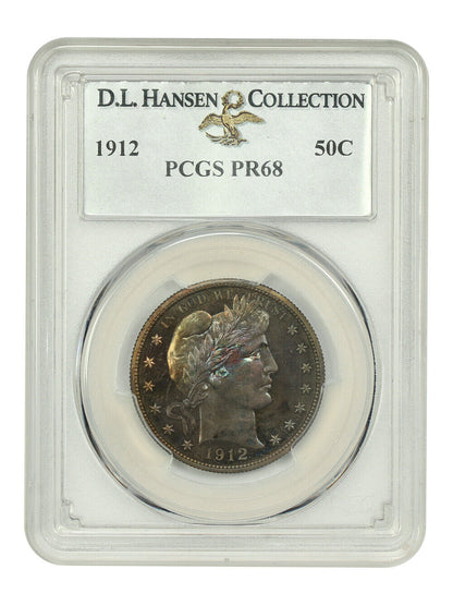 1912 50C PCGS PR68 ex: D.L. Hansen - Barber Half Dollar - Tied for Finest Known!