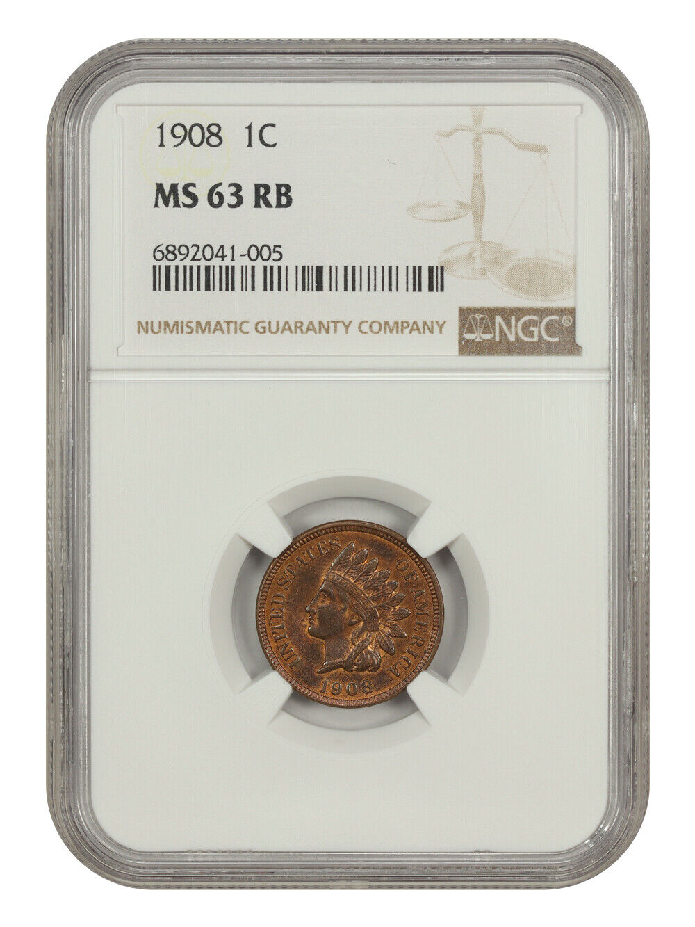 1908 1C NGC MS63RB - Indian Cent