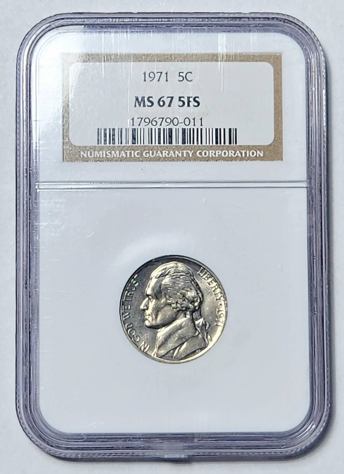 1971 P Nickel Jefferson NGC MS-67 5FS