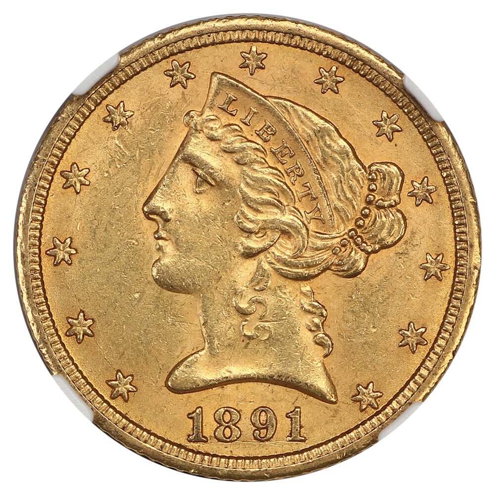 1891-CC $5 NGC MS62 - Liberty Head $5 - Popular Carson City Gold Eagle