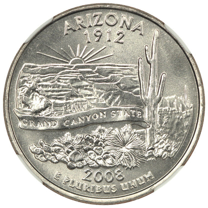 2008-D 25C Arizona NGC MS68 - Washington 50 States Quarters