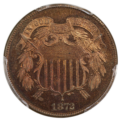 1872 2c PCGS/CAC MS65+ RB ex: D.L. Hansen