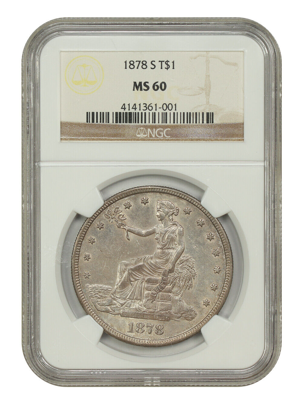 1878-S Trade $1 NGC MS60 - Trade Dollar - Great Type Coin