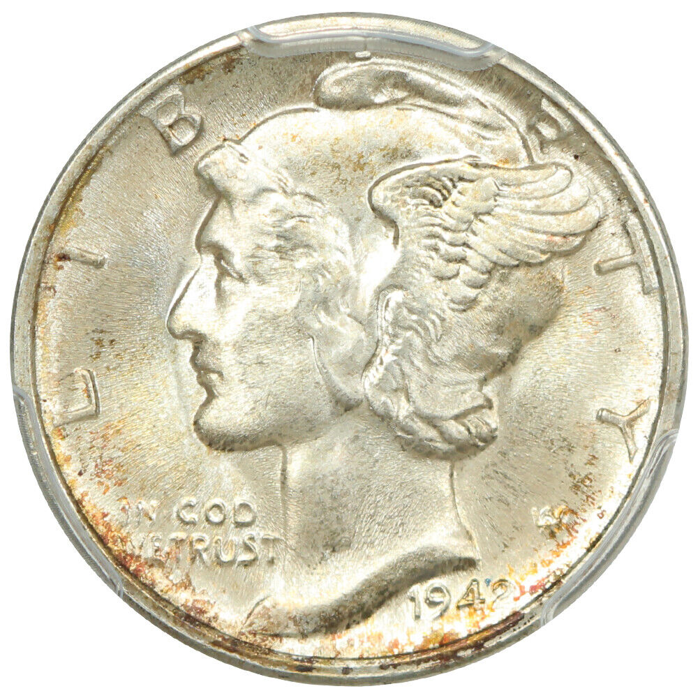 1942-D 10C PCGS MS67+FB - Mercury Dime