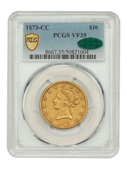 1873-CC $10 PCGS/CAC VF35 - Liberty Head $10 - Rare Date