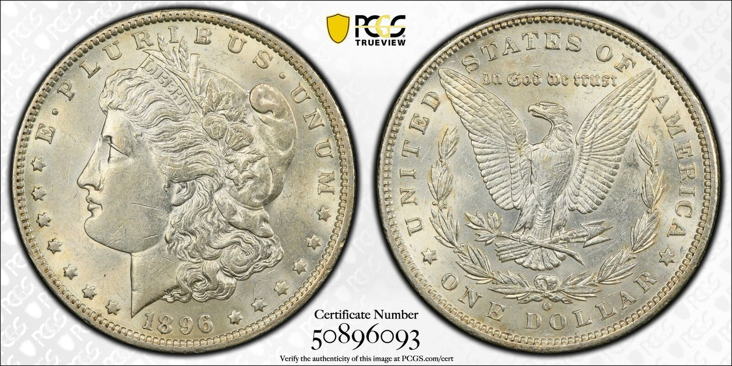 1896 O Morgan Silver Dollar PCGS AU-58