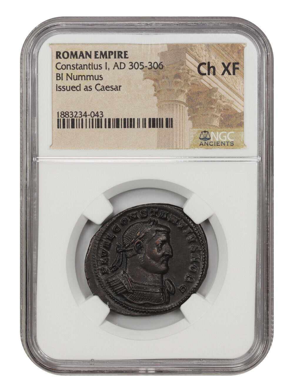 Ancient Roman: Constantius I (AD 305-306) BI Nummus NGC Choice XF