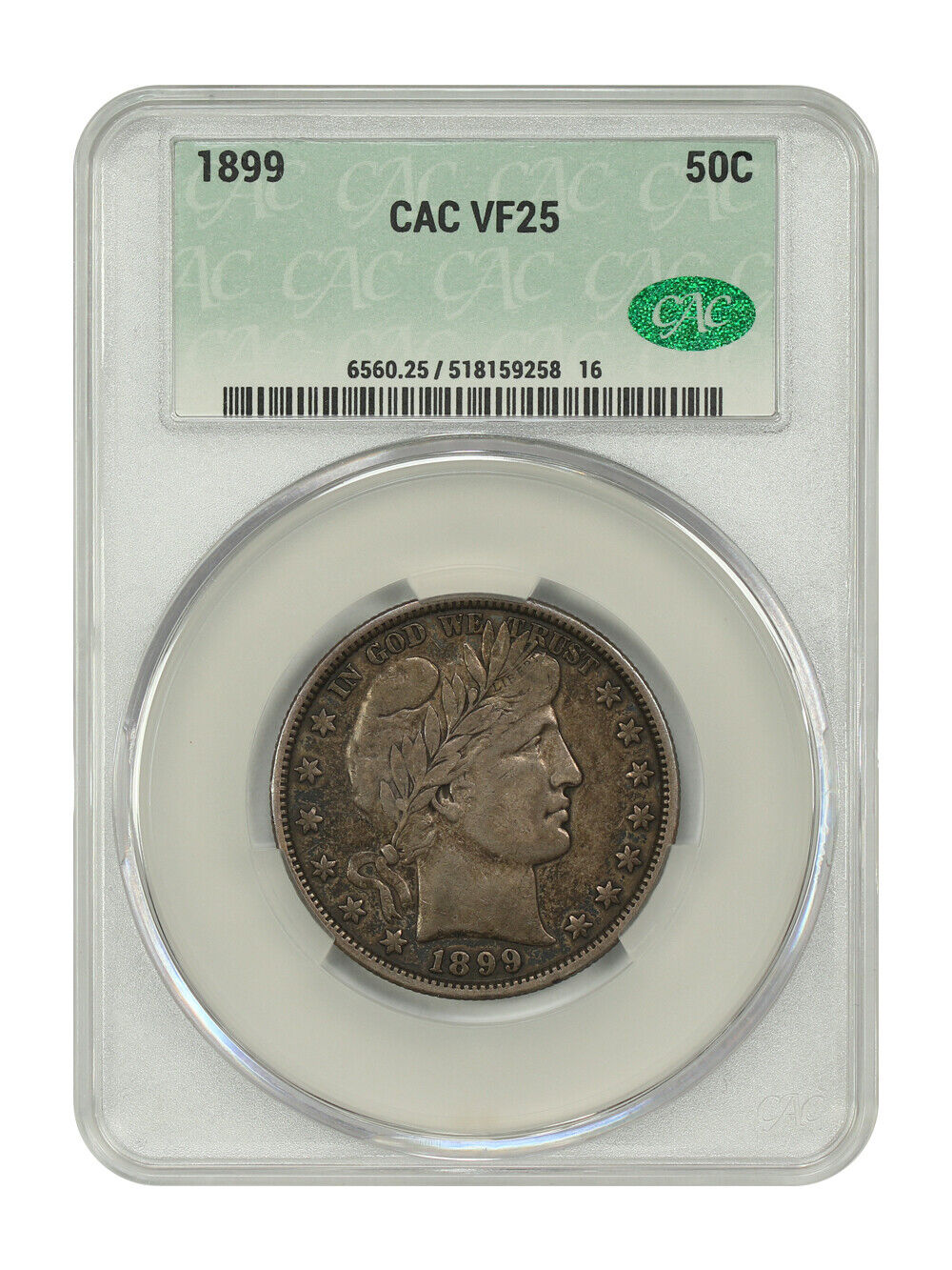 1899 50C CACG VF25 - Barber Half Dollar