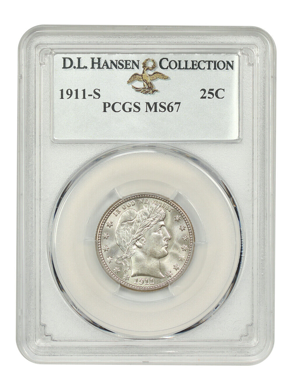 1911-S 25C PCGS MS67 ex: D.L. Hansen