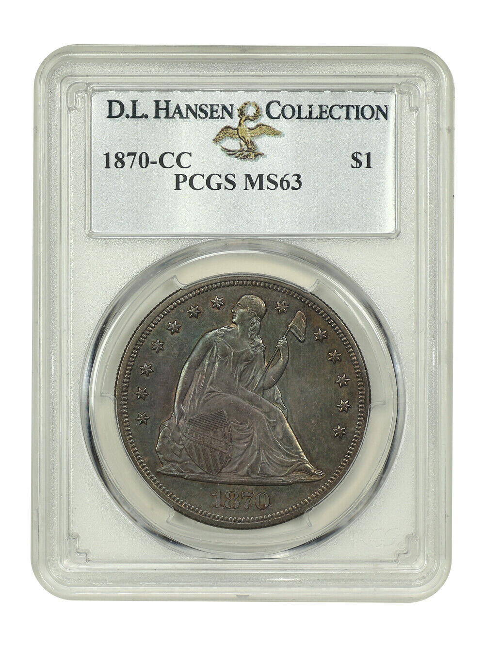 1870-CC $1 PCGS MS63 ex: D.L. Hansen