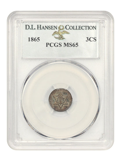 1865 3cS PCGS MS65 ex: D.L. Hansen