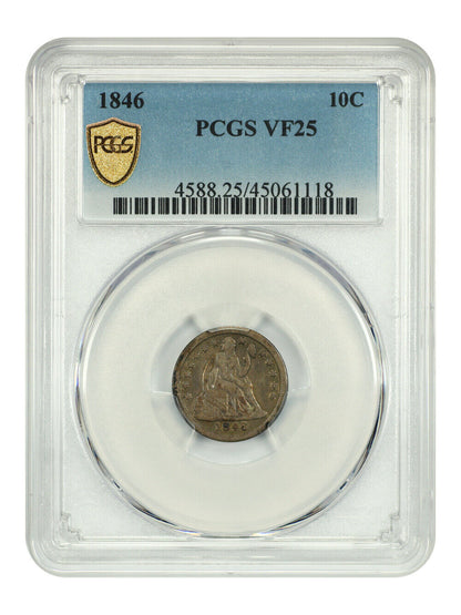 1846 10C PCGS VF25 - Liberty Seated Dime