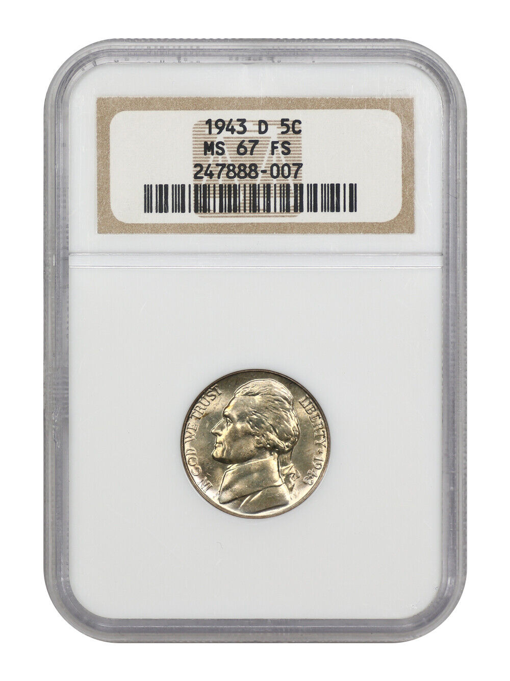 1943-D 5C NGC MS67FS