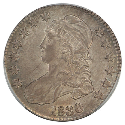 1830 50C PCGS/CAC AU55 (Large 0) - Capped Bust Half Dollar