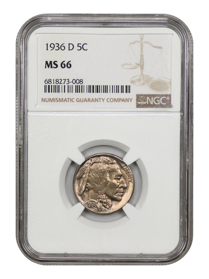 1936-D 5C NGC MS66 - Buffalo Nickel