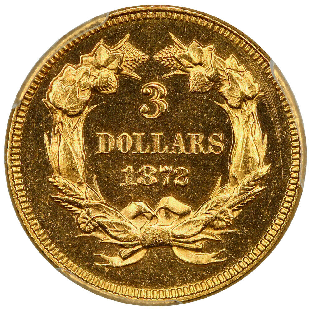 1872 $3 PCGS MS64 ex: D.L. Hansen